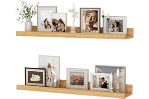 FEIHORRM Floating Shelves Set of 2, 60 cm Natural Oak Floating Shelves for Wall Mounted Shelf Picture Ledge Shelf Kids Bookshelf for Living Room Kitchen Bedroom Bathroom Books Photo Display Home Wall Decor