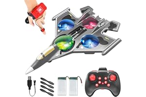 HERMORRYSS Aereo Telecomandato, 2,4 Ghz Aerei RC con Telecomando da Orologio, Luci a LED, 360° Ribaltamento, Equilibrio Automatico, Quadcopter RC per Bambini Principianti Regalo Natale Compleanno (B)