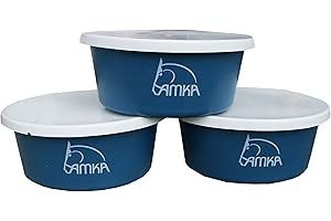 AMKA Müslischale Futterschale Leckschüssel 5 Liter mit Deckel 3er Set für Tiere, Pferde, Hunde, Farbe: Petrol