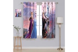 LKFFHAVD Anna Elsa Olaf - Set de cortinas opacas con ojales de impresión 3D, juego de 2 unidades, para decoración de habitación infantil, salón, dormitorio (3,280 x 180 cm (ancho x alto)