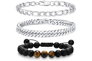 VNOX Armband Herren Armbänder Für Herren Armband Männer Edelstahl Armband Herren Silber,2 PCS