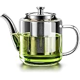 Cylora 650ml Heat Resistant Glass Teapot with Removable Stainless Steel Heat Resistant Loose Leaf Infuser for Tea Coffee Tea