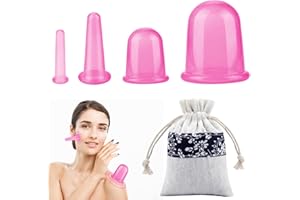 Ventosa Celulitis, yisight Ventosas Faciales, 4 Piezas Ventosas de Silicona, Copas Masaje Celulitis para Antienvejecimiento Reducción Arrugas Alivio Del Dolor Relajación (Rosa)