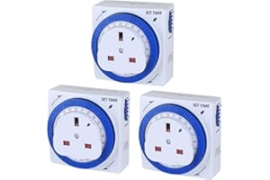 GLIROWY Timer Socket Switch, 24 Hour Segment Timer Light Switch,Plug-in Timer Controller for Home Appliances Christmas Light,3 Pack