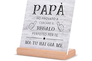 NIYEWSOR Regalo Papà, Regalo per Papà Targhe Decorativo, Idee Regalos Compleanno, Festa del Papà Regali per Papà da Figlia Figlio
