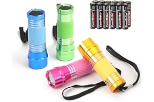 EverBrite 4 Pezzi Torce Elettriche LED Portachiave, Torcia Portatile Set, Pile della Luce per Campeggio, Escursioni, Caccia, Zaino in Spalla Inclusi Cordino, 12 x AAA Batterie
