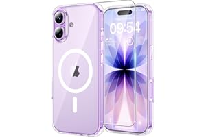 TAURI für iPhone 17 Hülle 6,3" mit Panzer Schutz Glas Folie, Kompatibel mit MagSafe, Schutz nach Militärstandard, [Anti-Vergilbung] Stoßfest Transparent Magnetisch Handyhülle - Durchsichtig