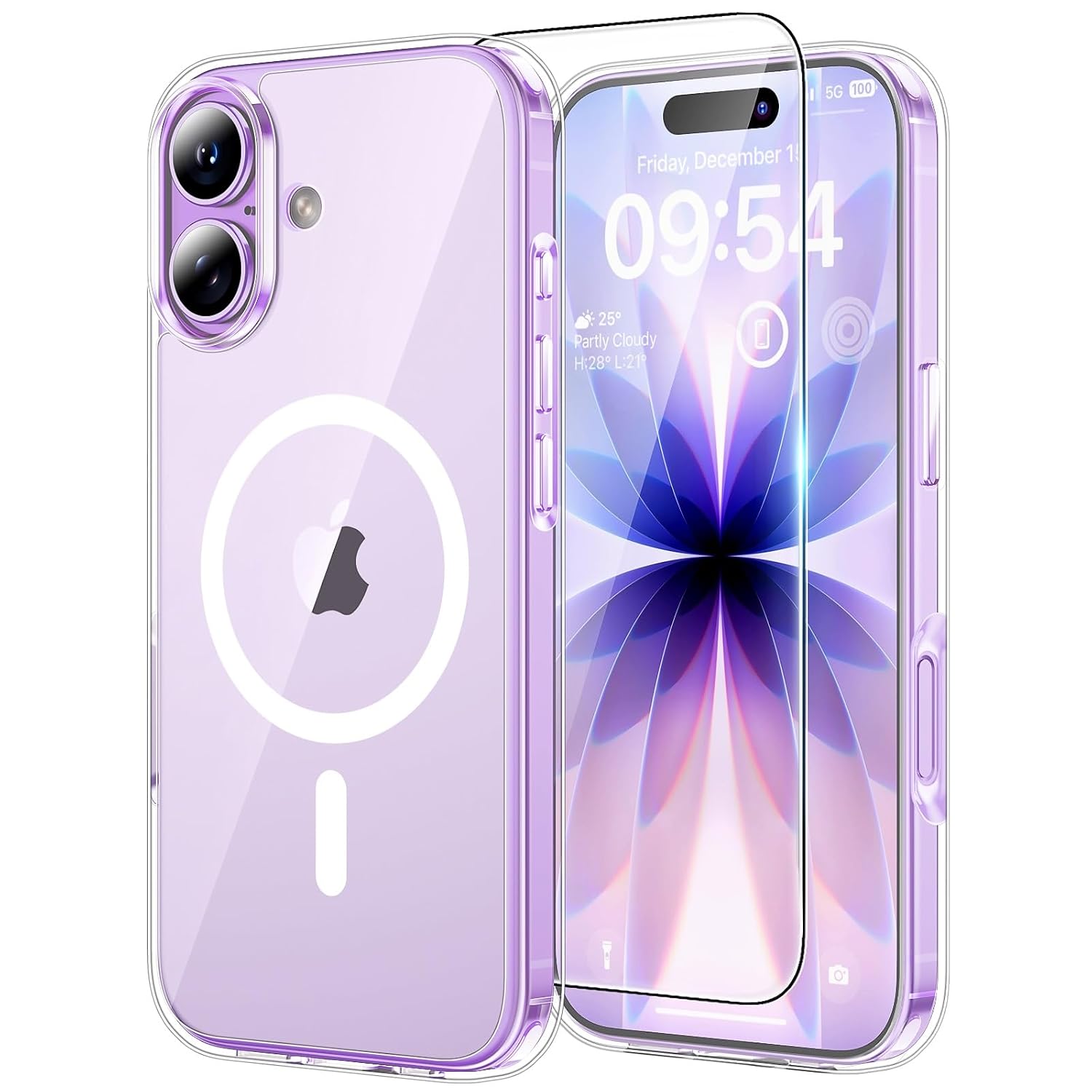 TAURI Beschermhoes voor iPhone 17, 6,3 inch, met screenprotector van gehard glas, bescherming van militaire kwaliteit, vergeelt niet, transparant