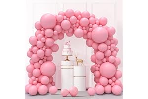 LUOBITO Palloncini Rosa Pastello, 130 Pezzi Kit Arco Palloncini Macaron Rosa, 18 12 10 5 Pollici Ghirlanda Palloncini Compleanno Matrimonio Battesimo Bambino Laurea Festa Decorazioni