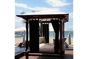 MINGPINHUIUS Tenda per Esterni Impermeabile, Oscurante Tende, Tende da Sole per Esterno Protezione dai Raggi UV, Tende impermeabili con Anelli per Giardino Cortile Balcone Gazebo (Nero, 1 pezzi/ 132 X 275 CM)