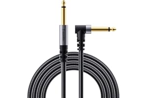 SOOMFON Guitar Cable Electric Guitar Lead 5M Male to Male 6.35mm Cable Right Angle to Straight Jack Mono Instrument Cable for Bass, Keyboard, Amp, Drums, Speakers, Mixer