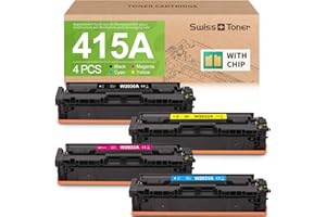 swiss toner Kompatibel für 415A 415X Toner (Mit Chip) für HP 415A Toner für MFP M479fdw Toner HP Color Laserjet Pro MFP M479fnw Toner M479fdw M479dw M479fnw M479fdn M454dw M454dn 4er-Pack
