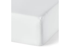 Amazon Basics Spannbettlaken aus Bio-Baumwolle, 180 x 200 cm, Weiß