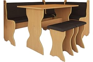 Mirjan24 - Gruppo panchina angolare Thomas, Composto da Tavolo e 2 sgabelli, per Sala da Pranzo