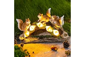 OKESYO Estatua de resina para jardín de ardilla, decoración de jardín, figuras de ardilla, figuras solares para jardín, resistentes a la intemperie, figuras de ardilla para exterior, jardín, balcón y