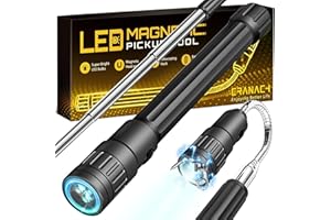 CRANACH Cadeau Homme Original Fete des Peres - Idee Cadeau Noel Saint Valentin Homme Papa Original Utile Baladeuse LED Aimantée Lampe de Travail Garage Atelier Outil Ramassage Télescopable avec Base Magnique