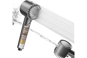 Cobbe Testina Doccia con Filtro, Doccetta Alta Pressione con Filtrazione a 20 Strati, Soffione Risparmio Idrico con 5 Modalità Getto per Acqua Dura, Cloro Residuo e Batteri (Grigio)