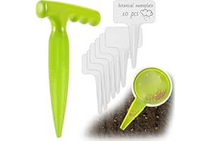panemy 1Pcs Plantoir à Bulbes avec Pointe, Plantoir a Bulbe Jardinage, Outil Plantoir à Bulbes avec Mesure, 1 Jardinière + 10 Étiquettes - Outil Idéal pour Planter pour Fleurs, Oignons, Semis