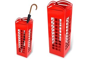 BAKAJI BAK10 Umbrella Stand in Iron Design Square Shape Red with London Telephone Box Shape 49 x 15.5 cm