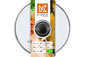 KADAX glaslock, grytlock Ø 30 cm, värmebeständigt, med ånghål och plasthandtag, universallock för kastruller och stekpannor