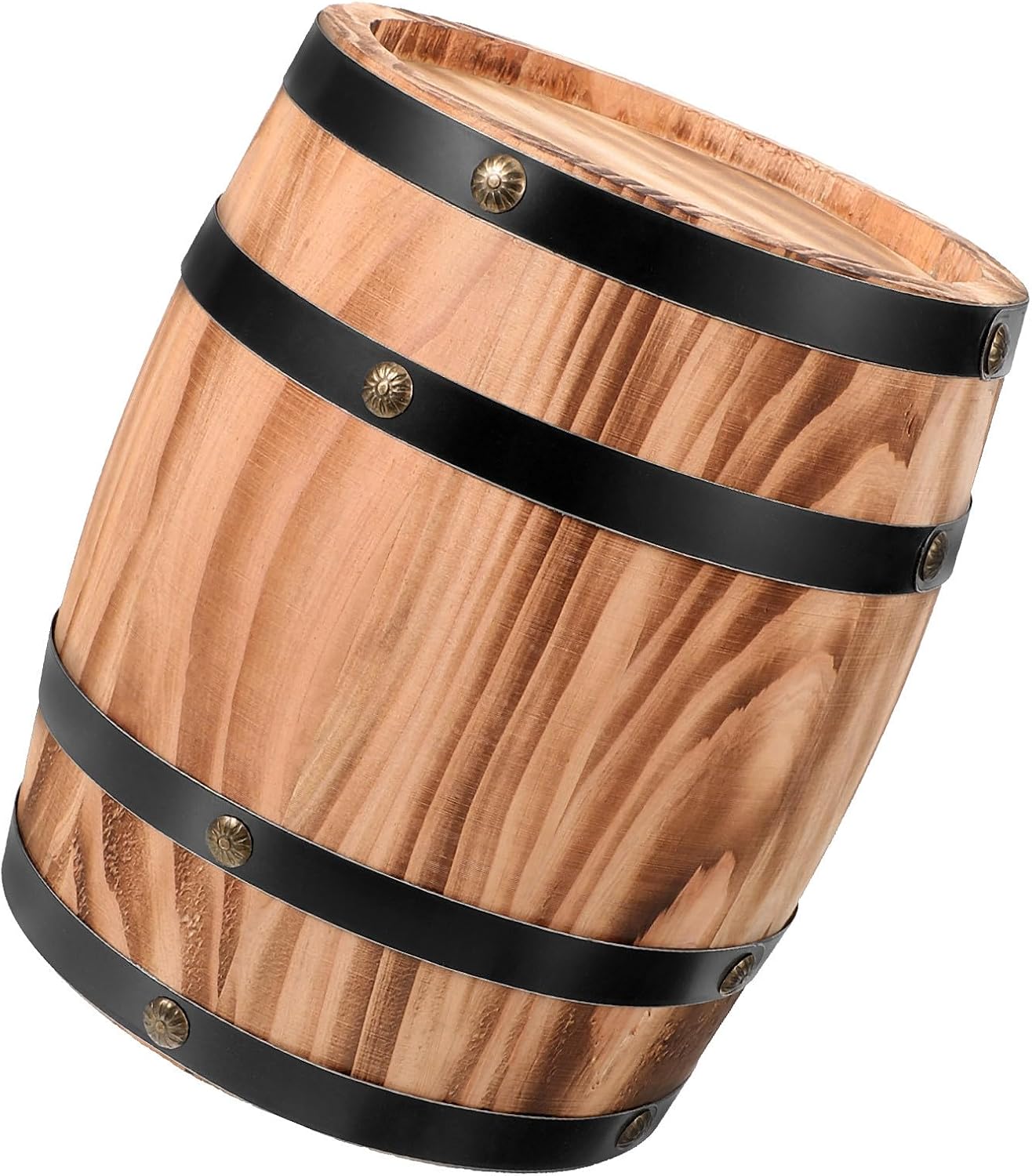 OSALADI Adorno Decorativo Barril de Vino de Madera Artesanal Vintage, Accesorio Fotográfico para Hogar y Jardín Diseño Retro y Acabado Café