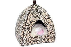 Petface Mollie's Katzenkörbchen in Iglu-Form aus Wildlederimitat mit Leopardenmuster