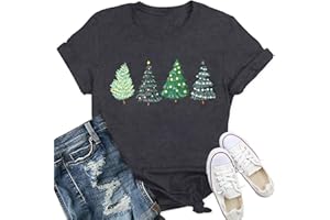 Qskall Christmas T Shirts Women Christmas Trees Shirt Xmas Holiday Tee Top