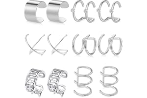 AceFun Ear Cuff Clip de Oreja Acero Inoxidable sin Perforación Cartílago Falso Piercing Oreja Labio Nariz para Hombres Mujeres