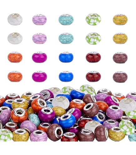 100 Pz Ciondoli Scorrevoli Rondelle Bicolore Resina Europea - Foto 8