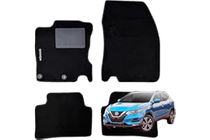 W-Parts Serie 4 TAPPETI - TAPPETINI in Moquette Neri per Qashqai II da 2014 al 2019 con battitacco Cucito, Bottoni di Fissaggio e Striscia Antiscivolo