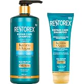 Restorex Keratin & Argan Repair Hair Care Shampoo 900 Milliliters, Worn and Damaged Hair