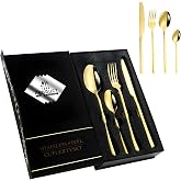 24 Par&ccedil;a 6 Kişilik Gold &Ccedil;elik Yemek Kaşık &Ccedil;atal Bı&ccedil;ak Set cin739srx