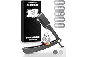 ‎ANYMALE ANYMALE Rasiermesser "The Edge" - Rasiermesser mit Wechselklinge - Barber Rasierer für Bart und Konturen - Straight Razor aus Metall - Schwarz