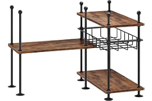 HOOBRO Justerbar köks-hörnhylla med 4 nivåer med justerbar stång och ben, 3 installationslägen, för skåp, bänkskiva, badrum