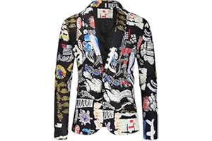 NUSGEAR 2021 Blazer Hombre Chaquetas de Traje Slim fit Blazer de un Pecho Impresión Pintada Moda Abrigo Esmoquin Traje Casual Otoño e Invierno Lujo Manga Larga Abrigo Talla Grande Adecuado Boda Fiesta