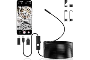 JESINOR Endoscope Inspection Camera, Endoscope Camera with 8 LED Lights No WiFi, IP67 Waterproof Endoscopes Flexible Rigid Snake Cameras Tube Sink Pipe Drain Cameras for Android/i-Phone/i-Pad(16.4 ft/5m)