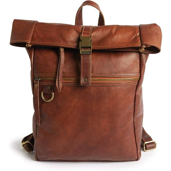 BEAR DESIGN Lederrucksack Damen Herren – Rolltop Daypack Mit Notebookfach, Aus Weichem Rindsleder