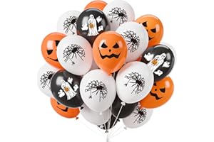Tookala Orange Halloween Deko Luftballons, Schwarz Weiß Orange Halloween Ballons, Kürbis Geist Spinne Halloween Deko Luftballons, Halloween-Dekorationen Kinder Jungen (10 Stück)