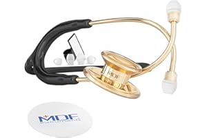 MDF INSTRUMENTS MDF® MD One® Stetoscopio in acciaio inox premium della a due testine - Garanzia a 30 anni & Programma-componenti-gratuite-a-vita - Edizione in Oro 22K - Nero - 22K oro e nero (MDF777-K11)