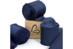 Ligtmor Ruban satin Mousseline de soie 13.5m x 3.8cm Cadeau Mariage Tissu Ruban pour emballage cadeau DIY Décoration - Bleu marine