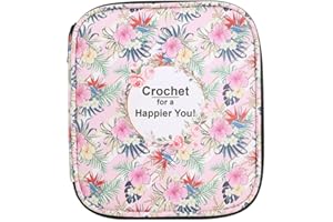 KAISELINNA Crochet Hook Case Happy Mood Crochet Organizer Crochet Needles Storage Bag Portable Sewing Supplies Organizer Oxford Cloth Wool Crochet Organizer