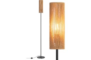 EDISHINE Lampadaire sur Pied Salon avec E27 Ampoule LED de 2700K Lumière Chaude et Abat-jour en Corde Tissée, Interrupteur à Pédale, Lampe sur Pied Moderne pour Salon, Chambre, Bureau, 165 cm