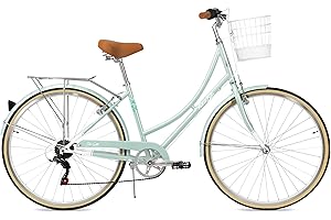 FabricBike Step City- Bicicleta de Paseo Mujer, Bicicleta Urbana Vintage Retro, Bicicleta de Ciudad Estilo Holandesa con Cambios Shimano y Cesta. Sillín Confortable.