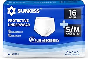 SUNKISS TrustPlus Pantalones Incontinencia para Adultos, Bragas Absorbentes para Hombres y Mujeres, Ropa Interior Absorbentes para Ancianos, Unisex, Bloquean el Olor, Talla S/M, 16 Unidades