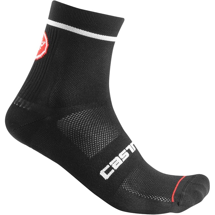Calzini Da Ciclismo Castelli Prologo 15 – Uomo, Fiery Red/silver Gray-dark Grey, L/XL, Con Ammortizzazione E Supporto