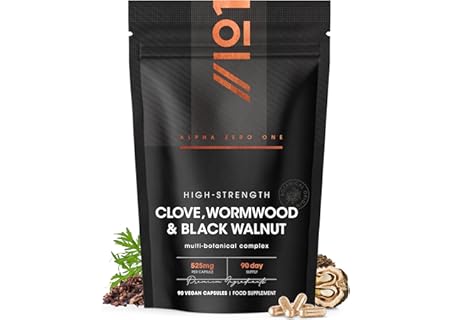 Kryddnejlika, Malört & Grönt Svart Valnötsskal 525mg – 90 Veganska Kapslar – Högdoserat Multibotanis - Amazon Deal & Rabatt