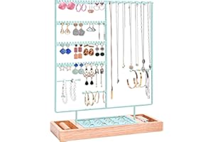 ProCase Stojak na biżuterię, z 144 otworami, uchwyt na biżuterię, kolczyki, łańcuszki, organizer z wyjmowaną tacką na pierścionki, do przechowywania biżuterii, naszyjników, bransoletek, pierścionków,