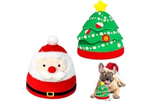 Leonshco Giocattolo per Cani di Natale, Giocattoli Natalizi per Cani Da Masticare, Pulizia Dei Denti, Design di Babbo Natale e Albero di Natale 2 in 1, Giocattolo di Peluche per Cani Grandi e Piccoli