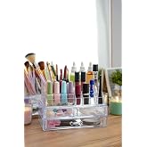 Vivart Şık Tasarım B&uuml;y&uuml;k Boy 3 &Ccedil;ekmeceli Makyaj ve Kozmetik D&uuml;zenleyici Organizer Set Şeffaf Tek Ebat
