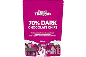 Food Thoughts Dark Chocolate Chips (750g) | Min 70% Cocoa Solids | Single Origin Fino de Aroma | Rich Flavour with Smooth Melt | Ethically Sourced | Vegan | Nut, Dairy, Palm Oil & Gluten Free